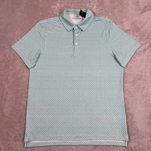Camisa Polo J Crew Para Hombre Mediana Azul Verde Rendimiento Geométrico Manga Corta NUEVA - Imagen 1 de 13