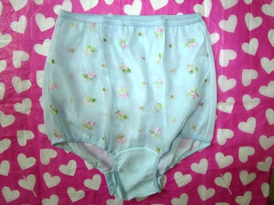 VINTAGE 60 Luxer Dame DOUBLE LAYER SHEER Floral HI LEG BRIEF SILKY SATIN PANTY 7 - Image 1 of 4