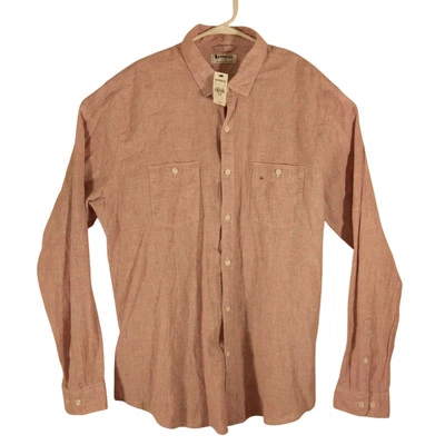 Express shirt mens XL Xlarge purple 100% linen long sleeve button woven 0839 - Image 1 of 4