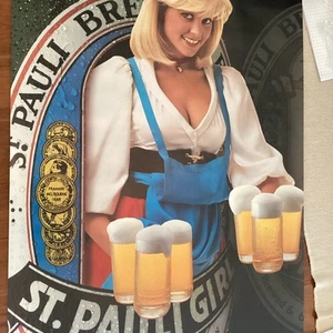 Poster Vintage 1985 St. Pauli Ragazza Pubblicità Alcol Promo Birra A Colori 32x21 - Foto 1 di 7