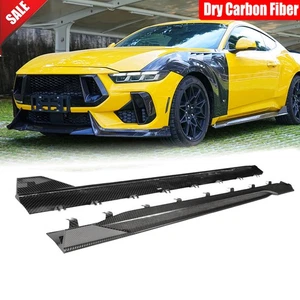 For Ford Mustang S650 GT 2024-2025 Dry Carbon Side Skirts Extension Lip Panels - Picture 1 of 15