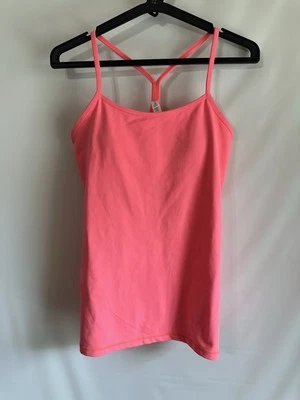 Camiseta sin mangas Lululemon Power Y espalda deportiva yoga correr talla 10 rosa neón sujetador incorporado Foto 1 de 4