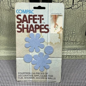 Vintage Compac Safe T Shapes Blue Decorative Non-Slip Appliqué Tub Shower NOS - Picture 1 of 3