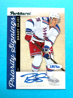 Brady Skjei  2016-17 UD Parkhurst Priority Signing Auto 28/50  #PS-BS Rangers - Image 1 of 2
