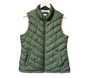Gap Puffer Vest Women's Large Army Green Jacket Full Zip Sleeveless Outdoors - Picture 1 of 9