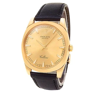 Rolex Cellini Danaos Orologio Uomo Oro Giallo 18k Pelle Manuale Champagne 4243 - Foto 1 di 5