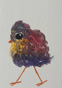 ACEO Original Painting, Bird Impressionism Oil Art, Emmer Plaxe, Animal Abstract - Picture 1 of 1