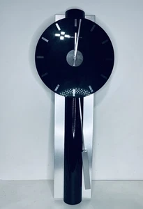 Howard Miller Hudson Wall Clock 625403 Contrasting Black & Silver Tone Untested - Picture 1 of 9