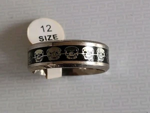 Size 12 Stainless Steel Smooth Fit Clear Coating Skull Ring Black - Picture 1 of 5