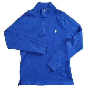 Polo Ralph Lauren 1/4 Zip Pullover Boys Large 14-16 Blue Long Sleeve Knit Cotton - Picture 1 of 11