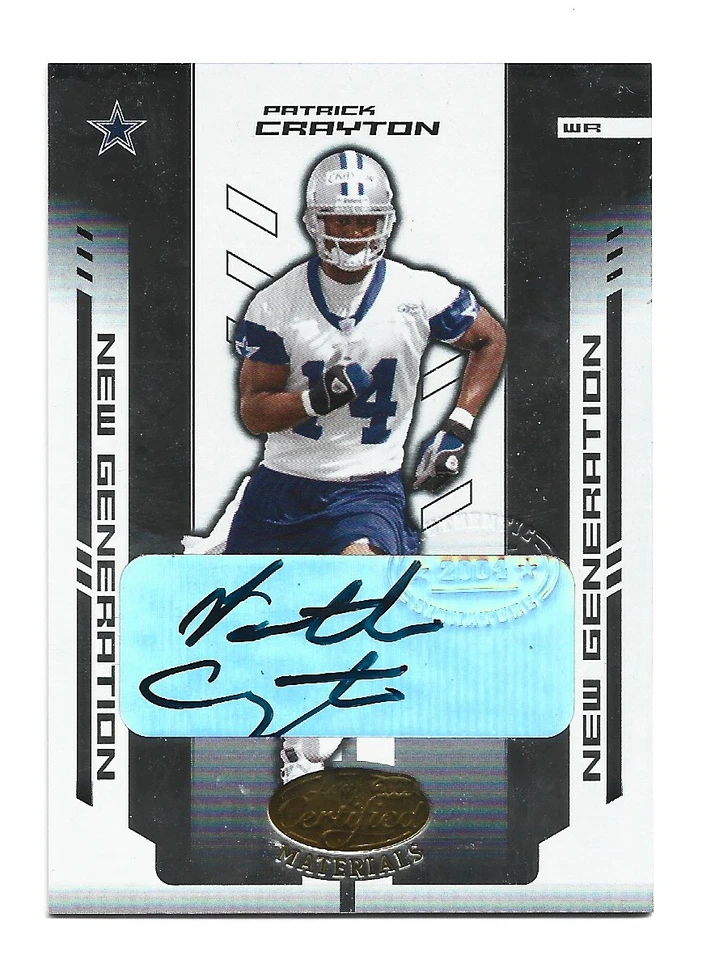 Patrick Crayton AUTOGRAPH RC Dallas Cowboys 2004 Leaf Certified Materials AUTO - Image 1 of 1