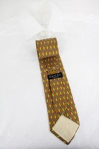 GUCCI Krawatte Herren ONE SIZE 100% Seide spitz klassisch gelb gemustert - Bild 1 von 8