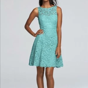 David’s Bridal 0 Brautjungfer kurzes Kleid ärmellos hochgeschlossen Spitze Datum neu mit Etikett $ 150 - Bild 1 von 12
