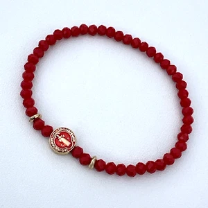 Red Stretch bracelet With Saint Benedict Medal Pulsera con crystal 4 mm - Picture 1 of 20
