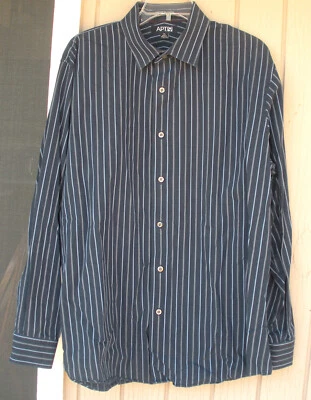 Camisa de vestir para hombre Apt 9 XL azul a rayas 100 % algodón recta Foto 1 de 4
