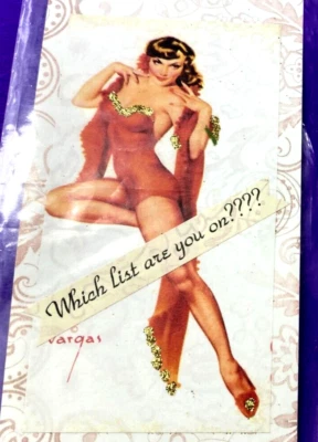 Female Models on Hang Tags with slang, Sayings  Vintage - SET OF 7     jx - Image 1 of 4