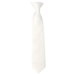 New Vesuvio Napoli Kid's Boy's Clip On Pre-tied Necktie size 14 White Formal - Picture 1 of 2