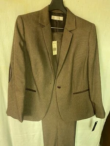 TAHARI ARTHUR S LEVINE 2PC SUIT Jacket Pants BROWN/BLACK Checkered SIZE 14W NEW - Picture 1 of 18