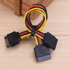 IDE Molex to 2 SATA Power Cable Splitter Adapter 1 Male to 2 Female 15 Pi FAST [
