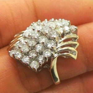 10K 2TONE GOLD LADIES DIAMOND CLUSTER RING 1.50 tcw SZ 7 B60535 7.03 grams - Picture 1 of 8