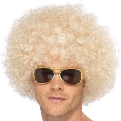 Años 70 años 80 Unisex Funky Afro Elegante Vestido Peluca Rubia de Smiffys Nuevo Foto 1 de 2