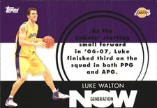 2007-08 Topps Generation Now Lakers Basketball Card #GN24 Luke Walton