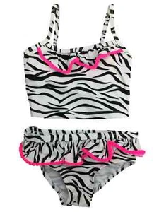 Infant & Toddler Girls Black Zebra Print 2 Pc Tankini Swimming & Bathing Suit - Picture 1 of 2