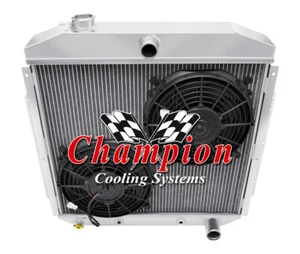 AL Champion 4 Row Radiator Chevy Configuration,10" Fans for 1953-1956 Ford Truck - Imagen 1 de 9