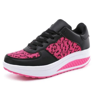 baskets femme semelle compensée haute épaisse sneakers sport noir rose blanche - Imagen 1 de 14