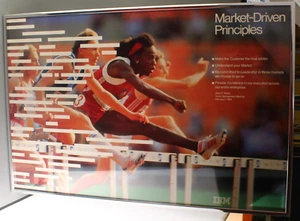 VTG 1989 IBM Principles Motivational Framed Poster -Olympics Track - 24"X16" - Picture 1 of 4