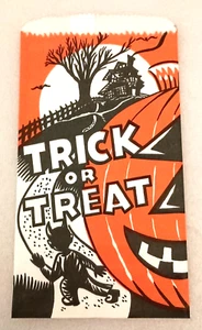 Vintage Halloween Süßigkeiten Spukhaus Trick or Treat Papiertüte Neu aus altem Lagerbestand Neu 1970er - Bild 1 von 4