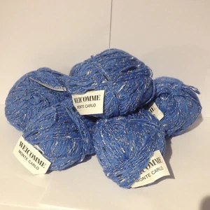 Welcomme Paris Monte Carlo YARN LOT 807170 Blue White Cotton Blend NEW 6 Balls - Picture 1 of 7