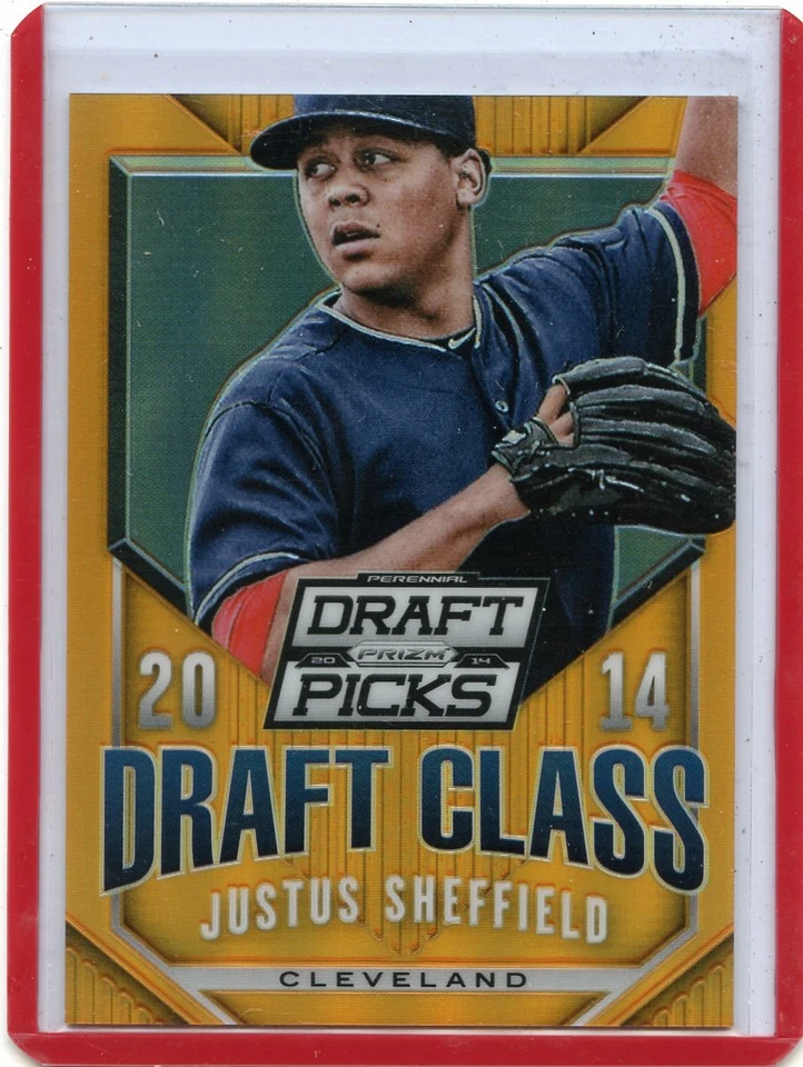 2014 PRIZM DRAFT PICKS #29 JUSTUS SHEFFIELD "ORANGE PRIZM REF" RC #30/60 INDIANS - Image 1 of 1