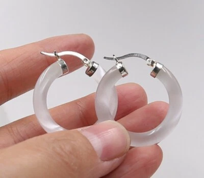 30mm God-ordained Beach & Nautical Simple Scorpio Opal Ring Drop Earrings 925S - Image 1 of 4