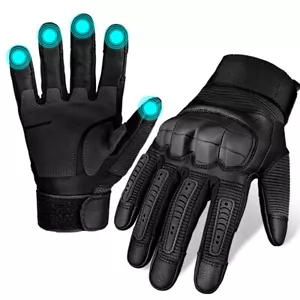 Leather Touch Screen Motorcycle Riding Full Finger Gloves Motorbike Moto Driving - Picture 1 of 18