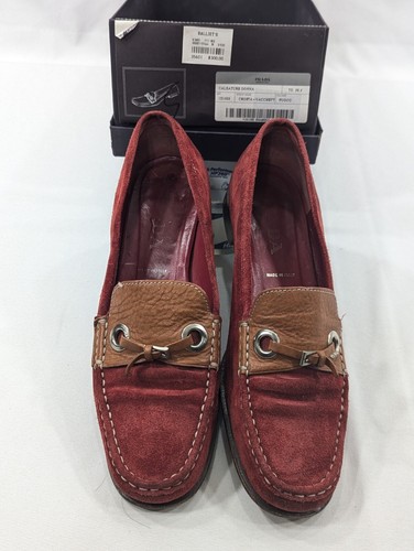 Prada Calzature Donna 1D1533 Crosta Vacchett Rosso Fuock Flat Pelle Taglia 38 5