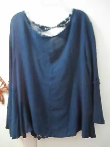 Altar'd State - Navy Blue Blouse w/Crochet Openings/Back - Size S - 3/4 Sleeves - Picture 1 of 5