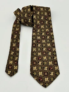 UNGARO PARIS Men's SILK tie  BROWN/TAN/BURGUNDY  Preowned Classic Look - Picture 1 of 5
