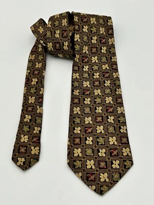 UNGARO PARIS Men's SILK tie  BROWN/TAN/BURGUNDY  Preowned Classic Look - Image 1 of 4