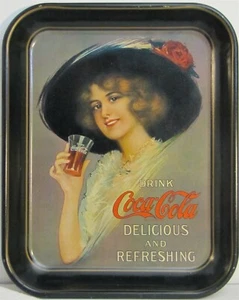 Coca-Cola "Drink Coca-Cola Delicious and Refreshing" Reproduktion Tablett 70er Jahre - Bild 1 von 2