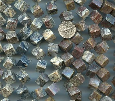 PIETERSITE 10x10x10mm Dice Cube shaped stone beads 16" strand BARGAIN BIN - Image 1 of 4