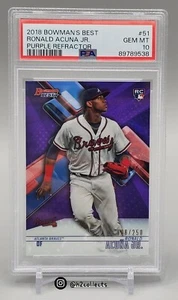 Ronald Acuna Rookie RC PURPLE 88/250 2018 Bowman's Best PSA 10 Gem MINT Braves - Picture 1 of 2