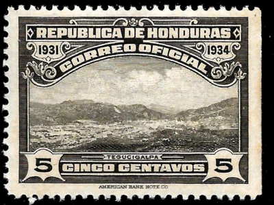 Honduras 1931 OFICIAL Sc#O91🔥VISTA de TEGUCIGALPA🔥MvLH OG VF Arquitectura Foto 1 de 2