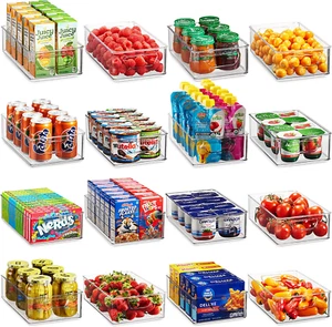 Set of 16 Refrigerator Organizer Bins - Plastic Pantry Organization and Storage - Picture 1 of 7