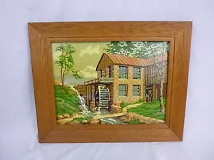 Vtg Paint By Number Painting The Old Mill Craftint 1957 PBN **Yellowed** - Foto 1 di 6