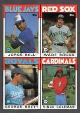 1986 Topps Wax Box Bottom Uncut Boggs Brett Bell Coleman