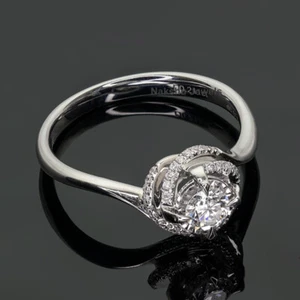 2 Ct Round Cut Moissanite Art Deco Flower Engagement Ring Solid 14K White Gold - Picture 1 of 7