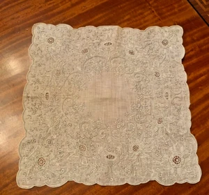 Appenzell Swiss Antique Handkerchief Embroidered Wedding Hankie Linen - Picture 1 of 10