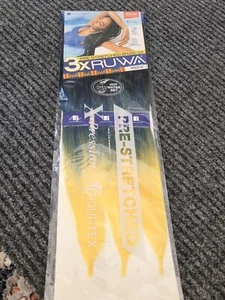 3X Ruwa Braid 24" Sensationnel Xpression Pre-Stretched Hair SM1B/D blue/Yellow - Picture 1 of 5