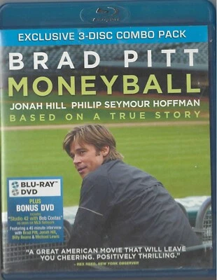 Moneyball Blu-ray 3 Disc Movie Brad Pitt Jonah Hill Chris Pratt Robin Wright - Image 1 of 2